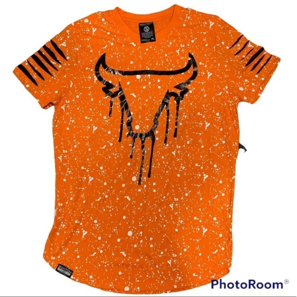 NWT Switch Remarkable slash bull head orange black shirt